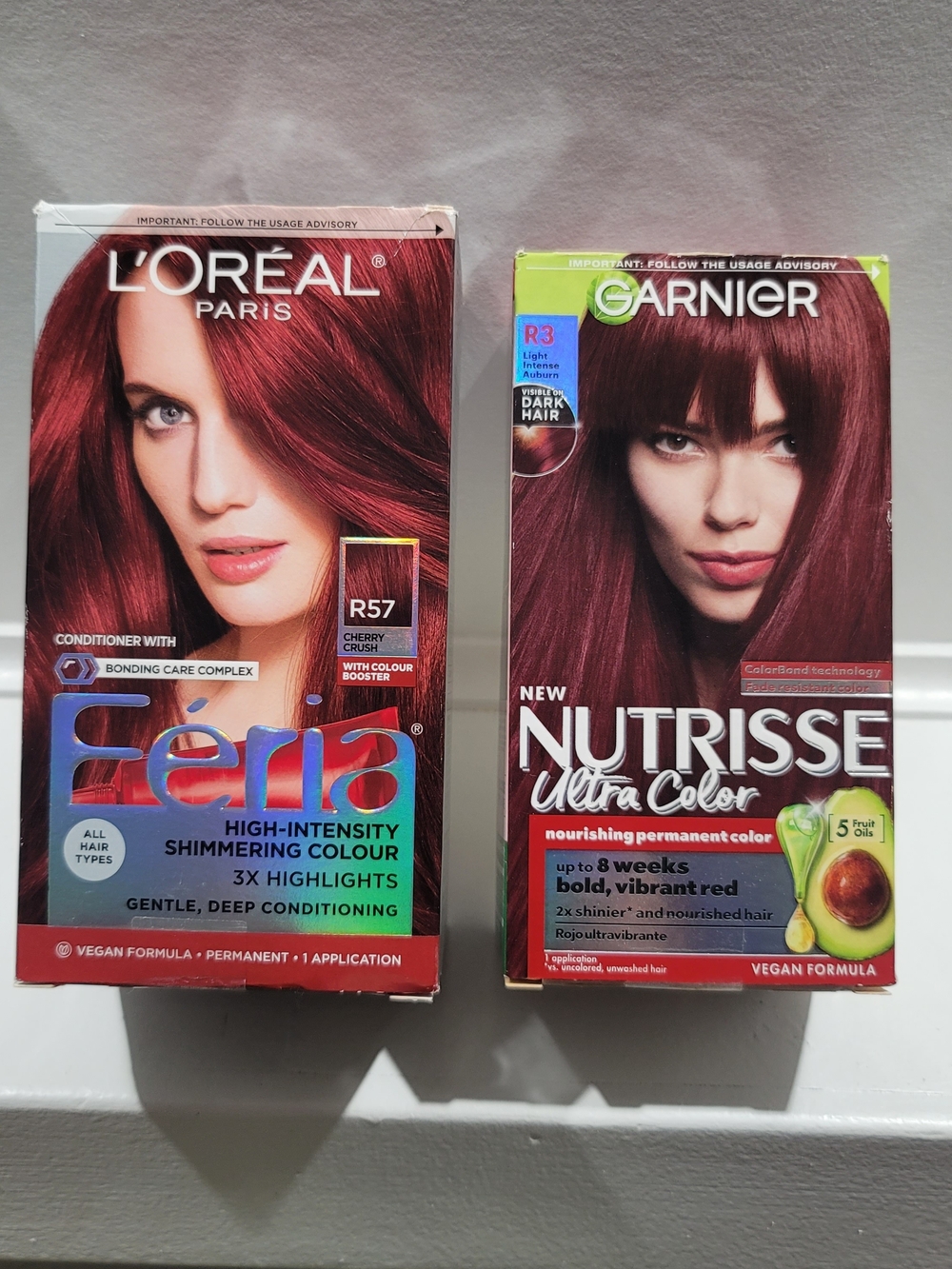 L'Oreal Feria Hair Color Cherry Red (R57)/ Light Intrns Auburn (R3)